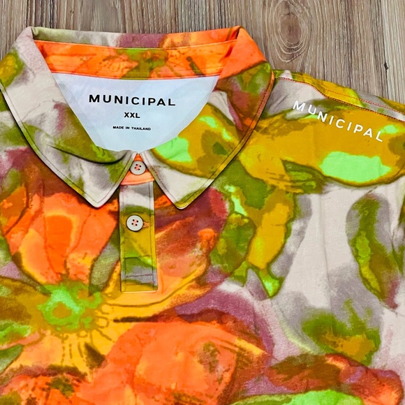 Municipal Men’s XXL Short Sleeve Golf Wildflower Polo - Picture 2 of 9